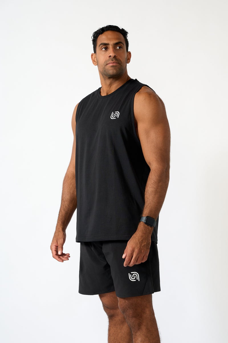 Beyond Men's Black Cotton Sleeveless Top - Image 2